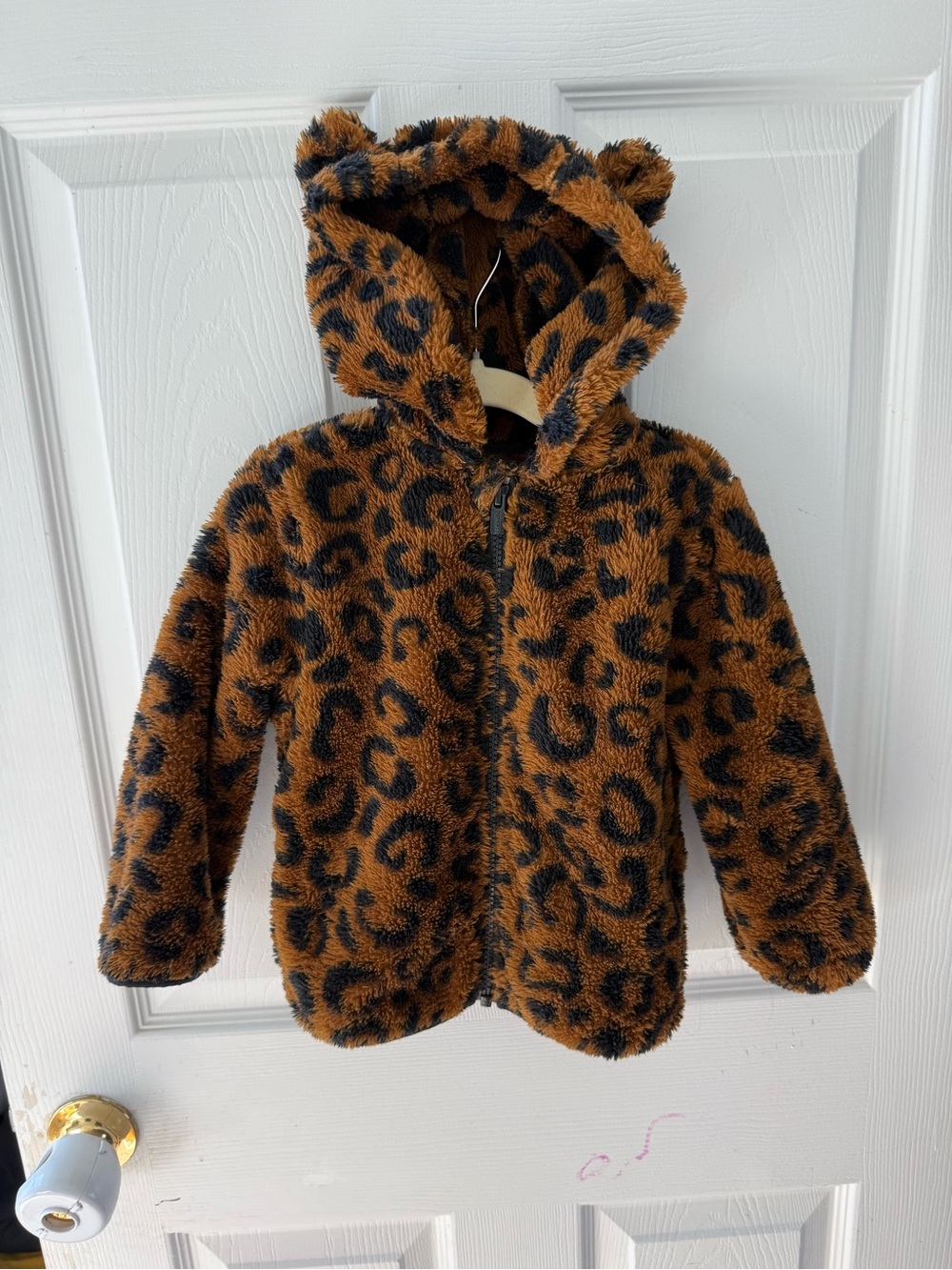 Old Navy Toddler Leopard Sherpa Fleece Jacket with Ears – 3T
